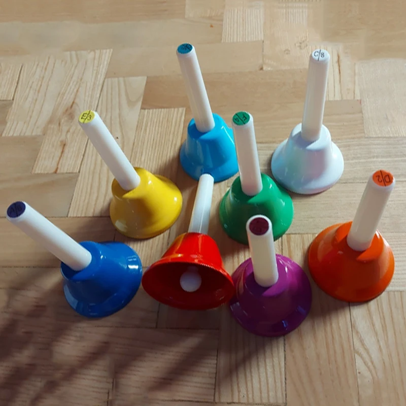 Ручной Колокольчик 8 нот металл красочные детские музыкальные игрушки