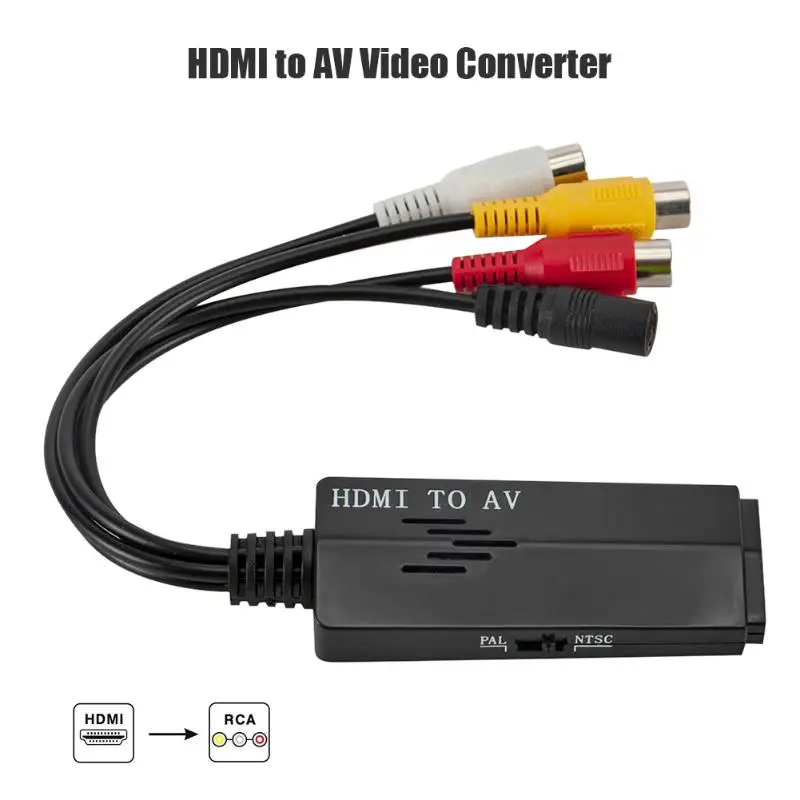 HDMI TO AV Converter to RCA AV/CVB L/R Video Adapter Cable 1080P Support NTSC PAL Output for PS3 /Xbox 360 /HDTV Monitor |