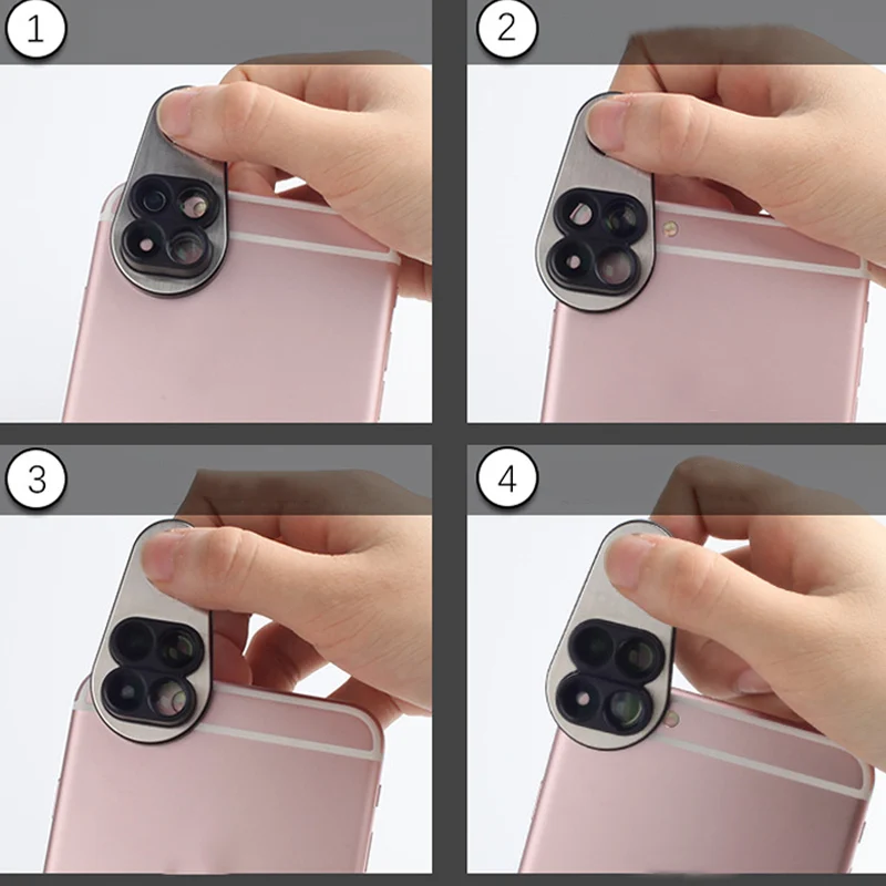 

4 in 1 Phone Lens 0.65X Wide Angle 10X Macro Telephoto 160 Degree Lens QJY99