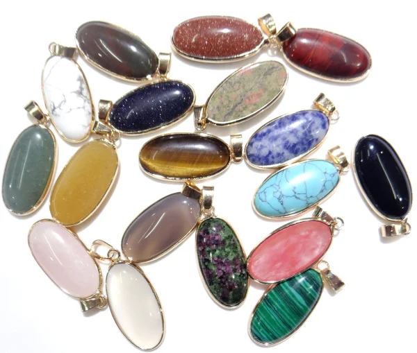 Натуральный камень бирюзовый кварцевый кристалл тигровый глаз подвеска в виде