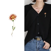 enamel wild chrysanthemum trendy brooch flower pin for women and mom gift simple accessories 2021 sunflower jewelry
