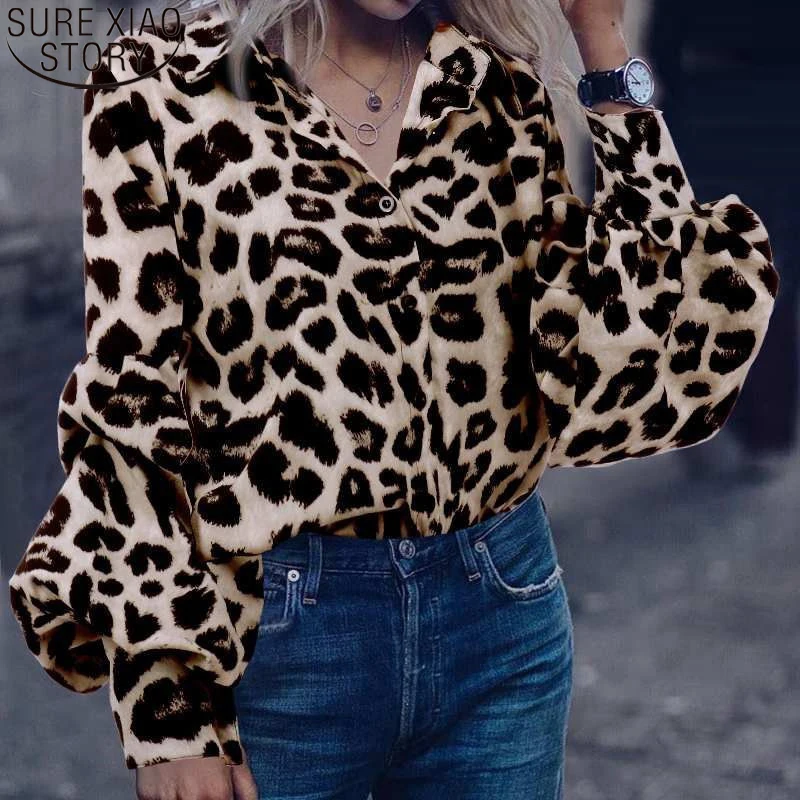 

American Women Spring Autumn Women Loose Shirt Fashion Leopard Print Long Sleeve Blouse Ladies Tops Clothes Blusa Mujer 18081