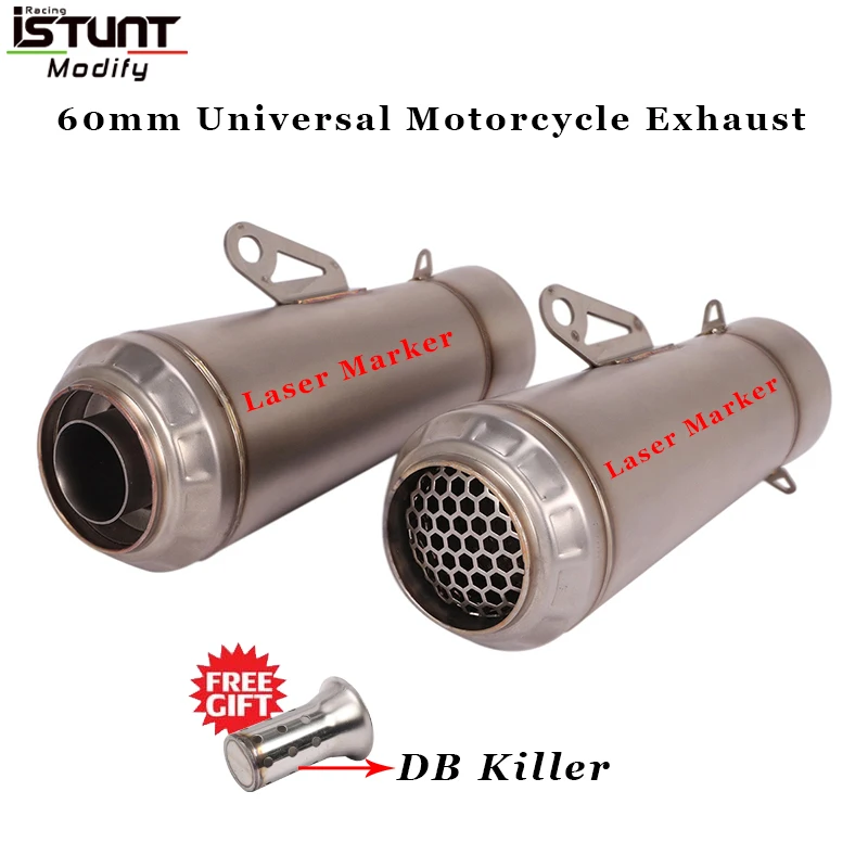 

Universal 60mm Motorcycle Exhaust Muffler DB Killer GP Motocross Escape Silencer For S1000RR MT-09 Z1000 DL250 GSXR1000 CBR1000R