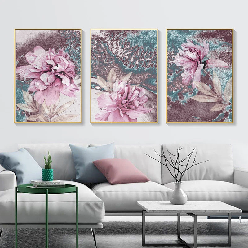Wall Art Flower Posters and Prints Abstract Painting Scandinavian Poster Nordic Style Decorative Pictures for living room decor | Дом и сад
