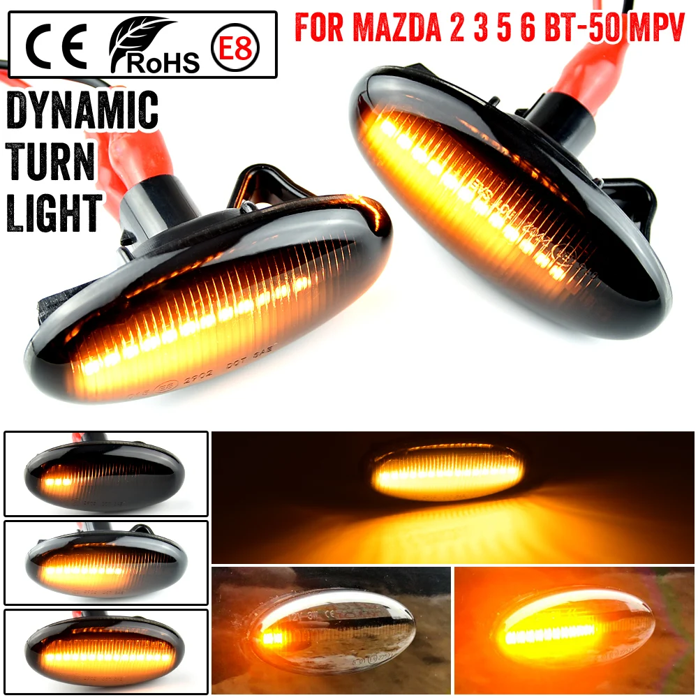 For Mazda 2 2003-2014 For Mazda 3 5 6 BT-50 MPV Car Led Dynamic Turn Signal Light Side Marker Fender Indicator Blinker Lamp