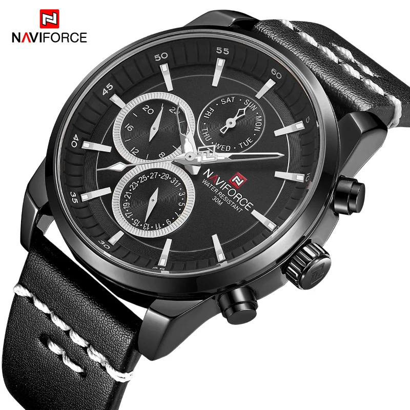 

NAVIFORCE Watches Top Luxury Brand Men Casual Sport Quartz 24 Hours Date Man Watch Leather Waterproof Clock Relogio Masculino