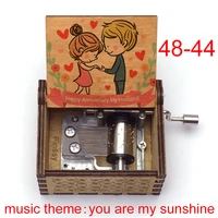 newest you are my sunshine love quotes print theme music hand wooden music box son girlfriend wife birthday anniversary gift