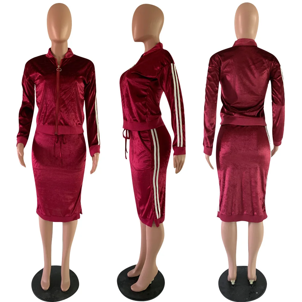 Комплект из двух предметов с юбкой осенняя куртка на молнии длинным рукавом +