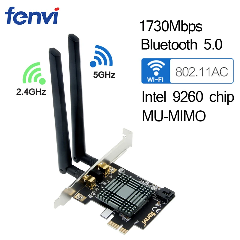 Двухдиапазонный Настольный беспроводной Intel 9260 PCI-E 802.11ac 1,73 Гбит/с 2,4G/5G WiFi Bluetooth 5,0 адаптер MU-MIMO 9260NGW для Windows 10