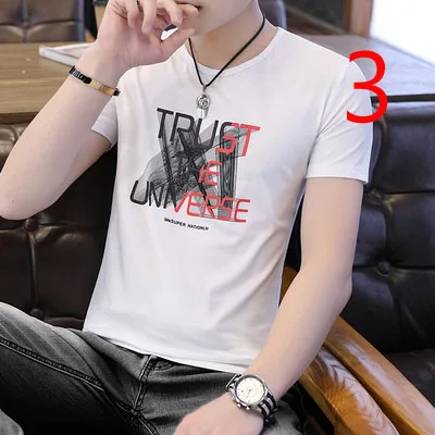 

Summer mercerized cotton round neck black loose compassionate Korean casual trend handsome cotton half sleeve