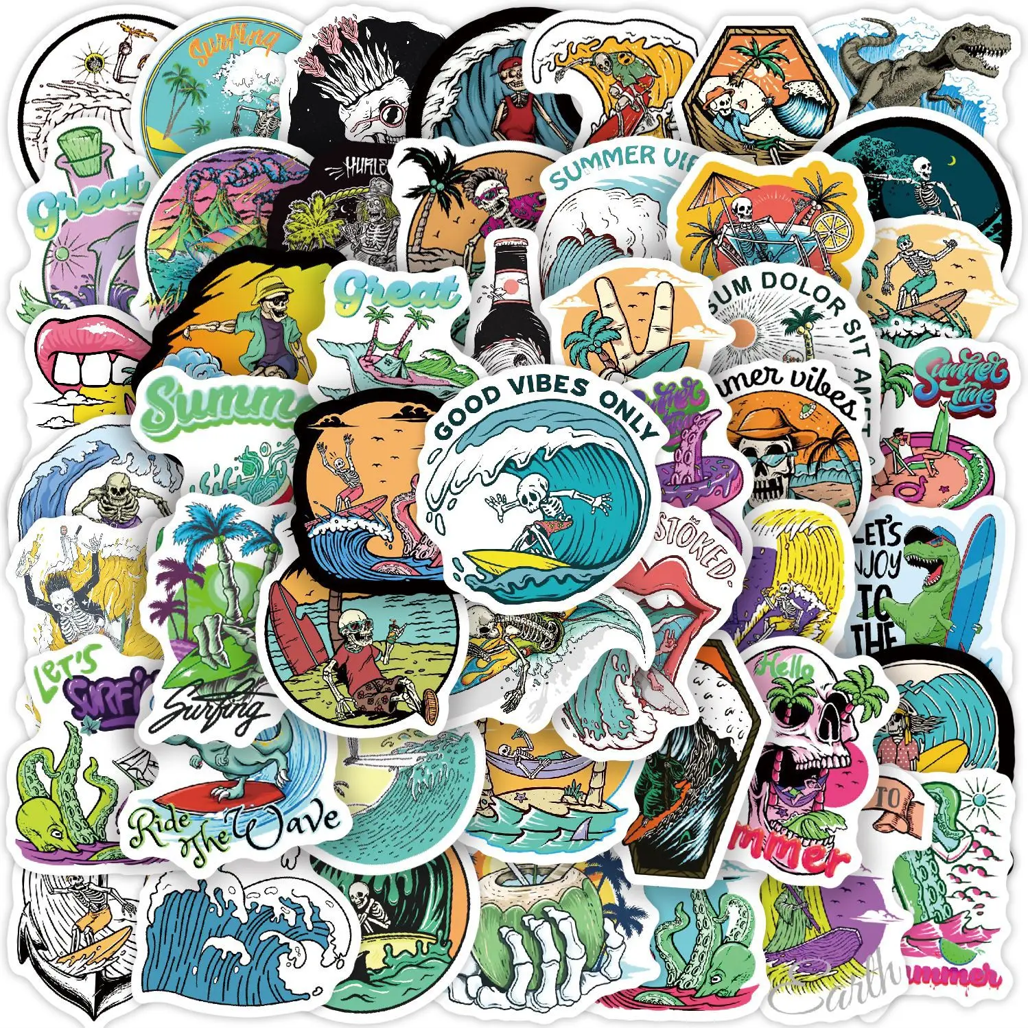 S Beach Travel Graffiti Surf Sticker For Surfboard Laptop Ca