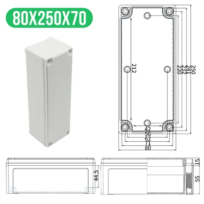 250x80x70mm(LxWxH) Высококачественная Водонепроницаемая электрическая распределительная коробка серии AG, IP67, ABS пластик, RoHS, чехол для корпуса, наружная распределительная коробка - Цвет: 250x80x70mm(LxWxH)
