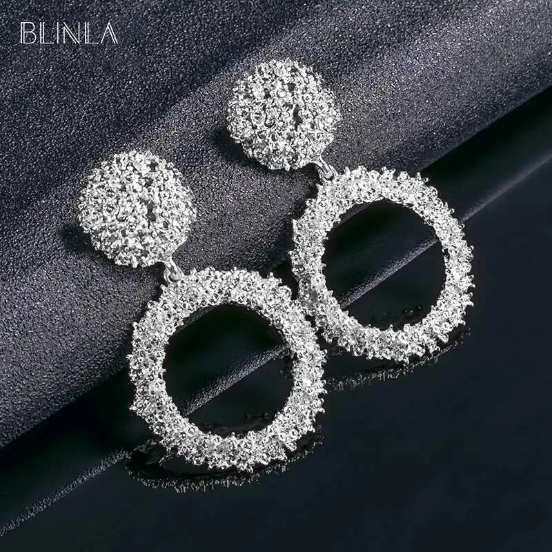 BLINLA 2019 Горячие винтажные круглые золотые большие висячие серьги для женщин