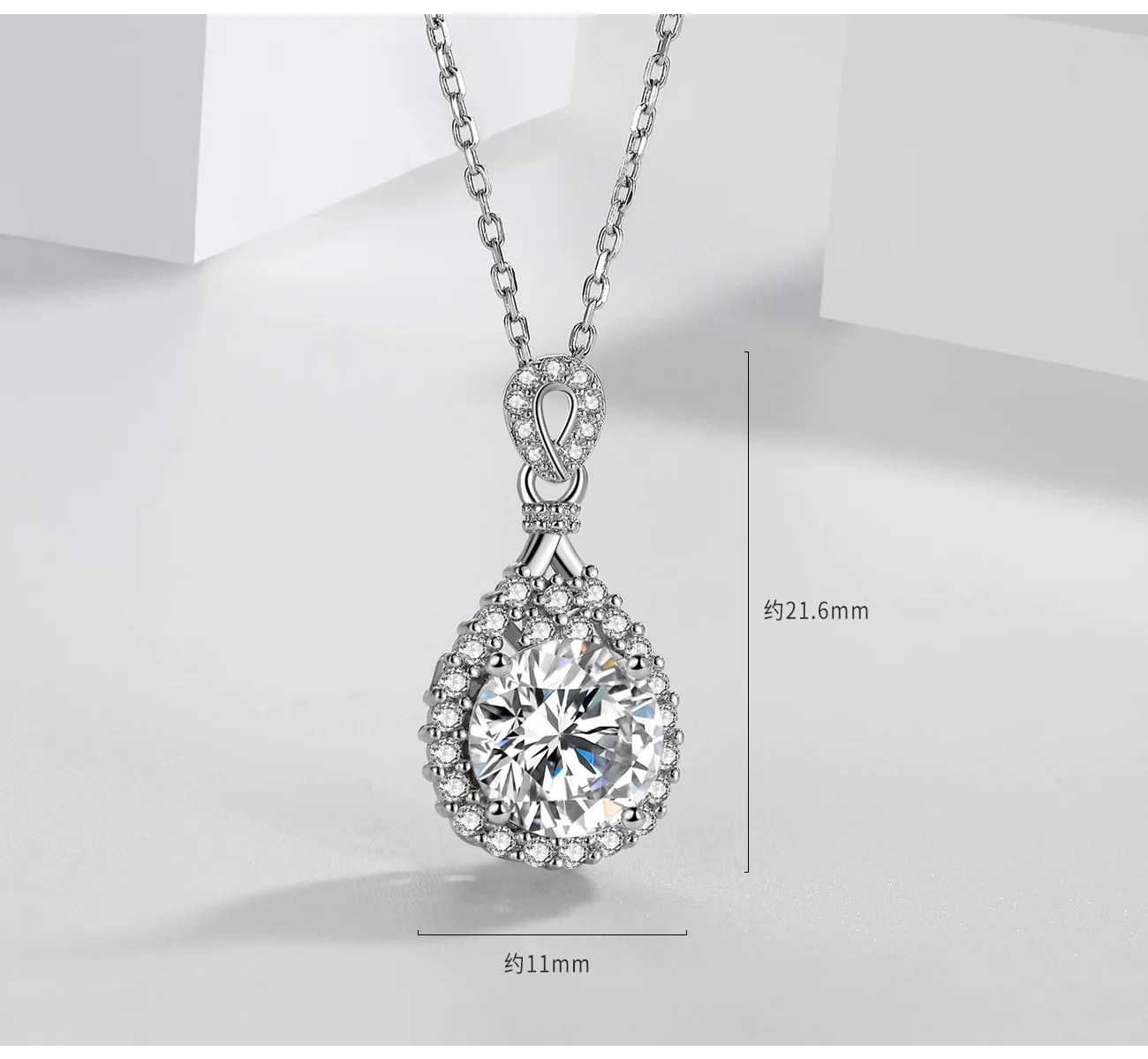

natural Sterling Silver Necklace Pure Diamond Pendant with Cushion Zirconia Silver 925 Jewelry Bijoux Femme Bizuteria Pendants