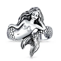 womens fashion jewelry silver plated party rings for lady new sea fairy siren mermaid ring