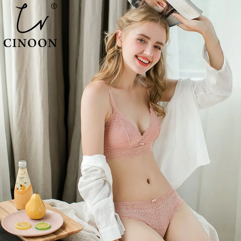 CINOON ультратонкое нижнее белье набор кружева пуш ап бюстгальтер комплект нижнего