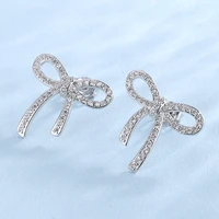 2021 trend earrings cute bow rhinestone stud earrings for girl women compact temperament simple cold wind earrings ear jewelry