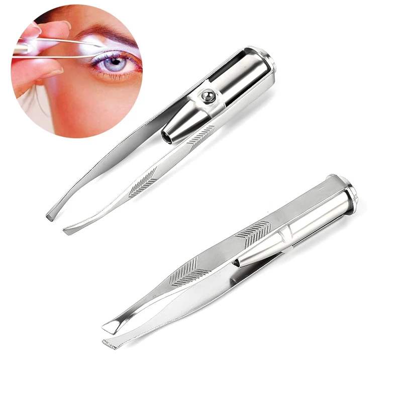 

10pcs Led Light Eyelash Eyebrow Tweezers Hair Removal Tweezer Face Hair Remover Stainless Steel Eyebrow Make Up Tool