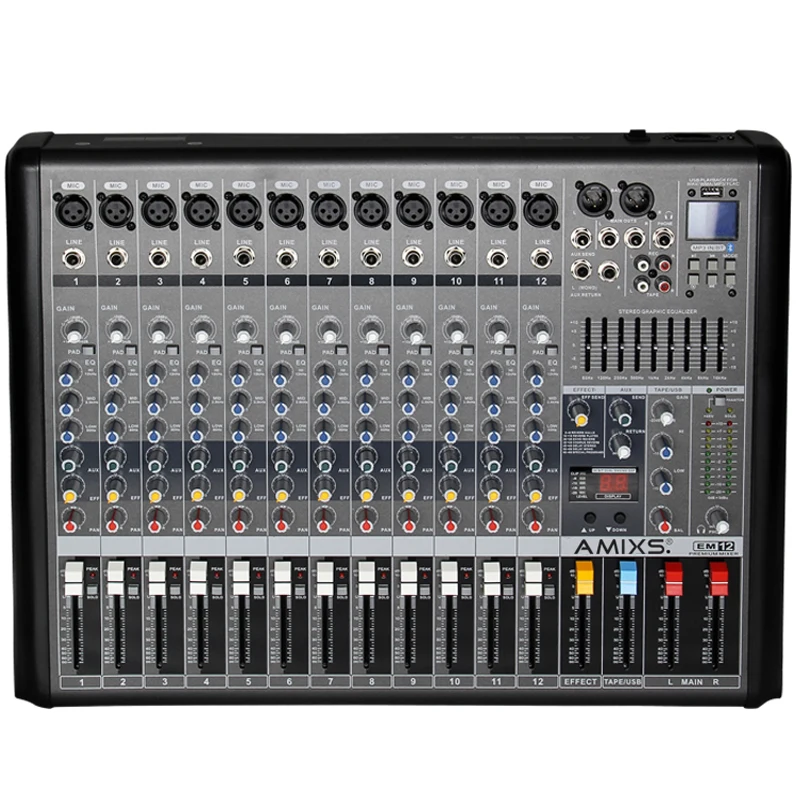 EM12 Phantom Мощность звуковая карта с интерфейсом usb dj смешивания консольный микшер