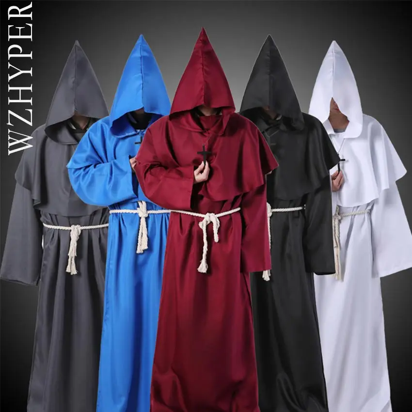 Костюм волшебника на Хэллоуин карнавальный средневековый Винтаж монах плащ