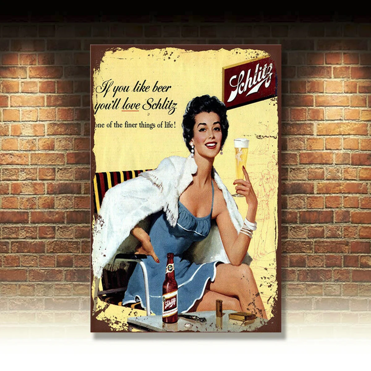 

Металлический жестяной знак schlitz Декор на пивную тему Bar Pub Home Vintage Retro