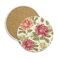 antique rose watercolor plant flower ceramic coaster cup mug holder absorbent stone for drinks 2pcs gift