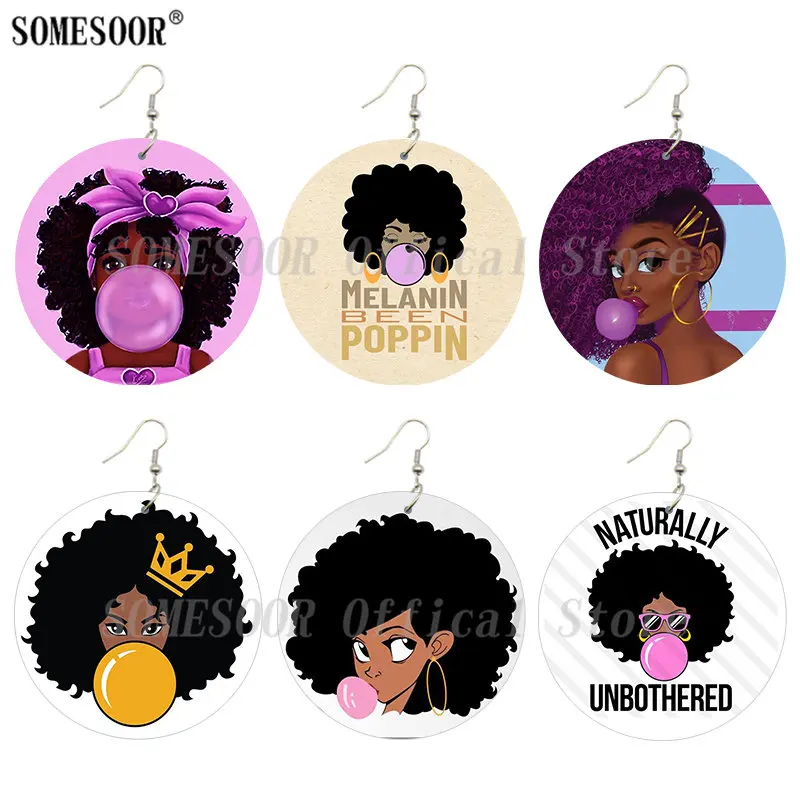 SOMESOOR милый поппин меланин пузыри девушка деревянные серьги капли черный