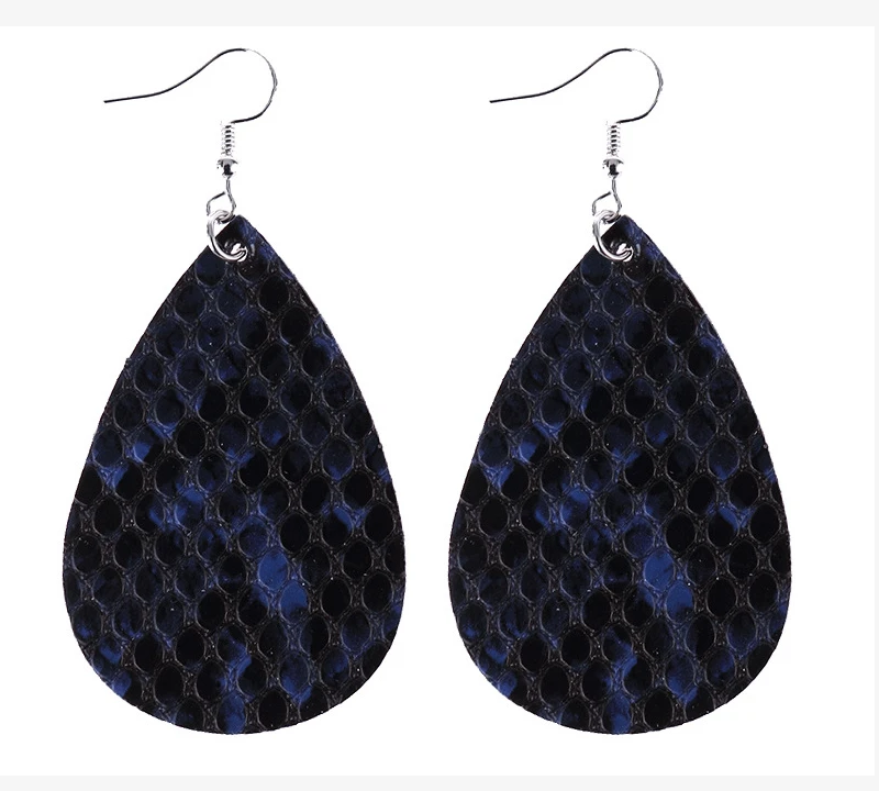 2019 Горячая Мода змеиный принт из искусственной кожи большие серьги для женщин