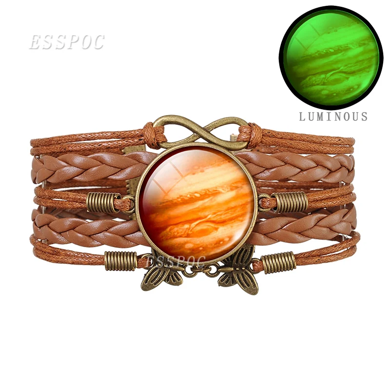 Светящийся полнолуние и планеты стеклянный купол плетеный браслет светящийся в