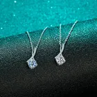 1 карат алмазов тест D Цвет белого и синего цветов для муассанит бант ожерелье с подвеской для женщин серебро 925 оригинальный сапфир ожерелье цепь