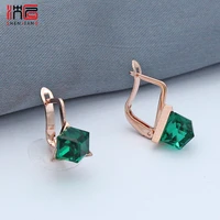shenjiang south korean fashion elegant square cube crystal dangle earrings for women wedding jewelry temperament simple eardrop