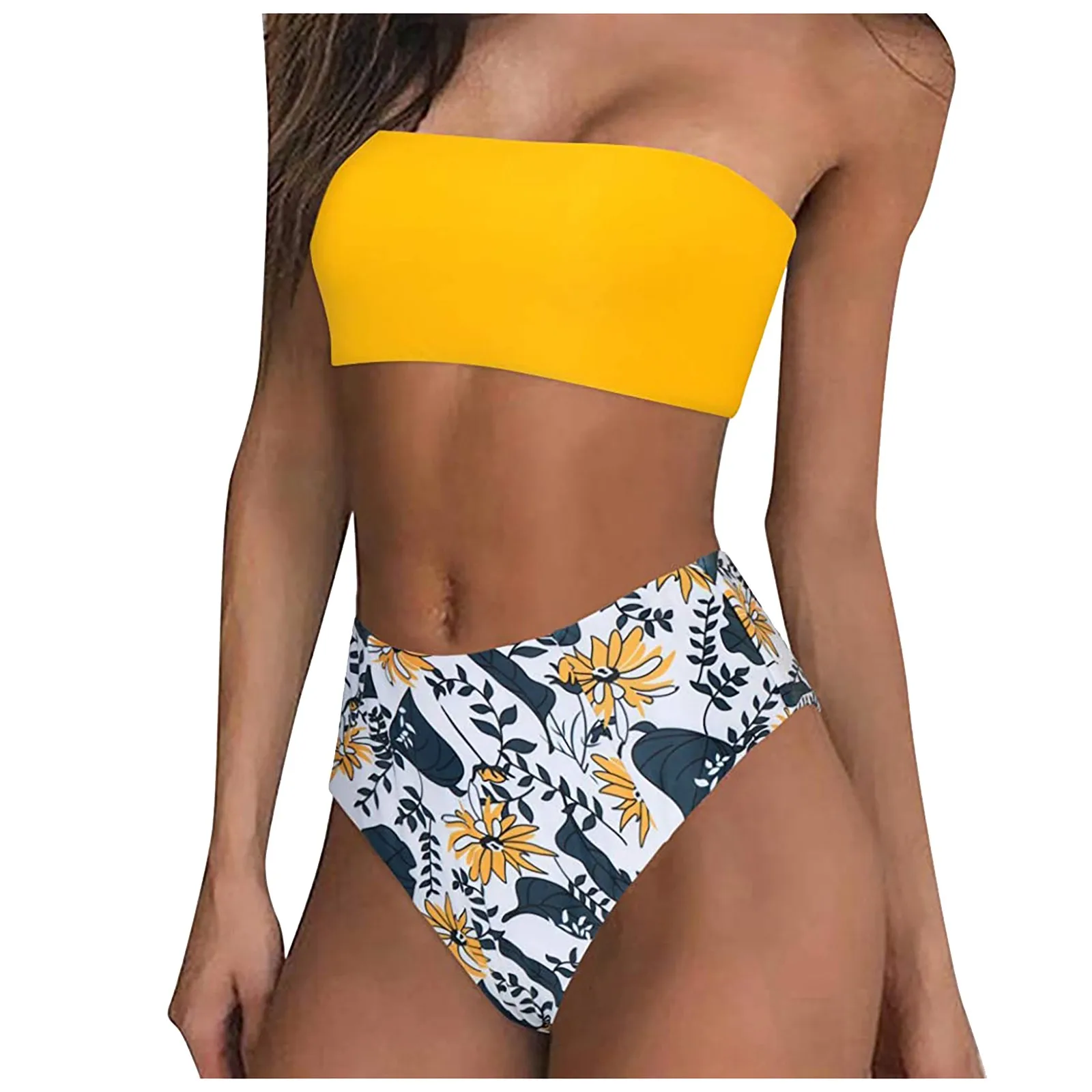 

Women's Swimming Suit Women's Printing Padded Push Up 2 Piece Bikini Hollow Out Swimsuits Beachweart swimwear women tankini