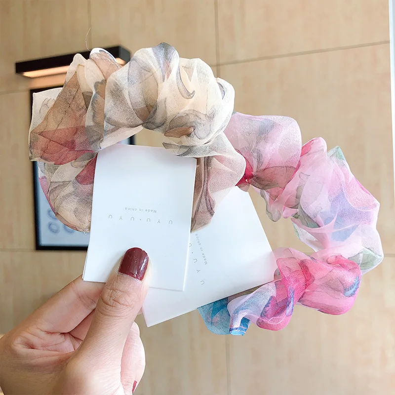 Резинки для волос с цветочным принтом Женский хвостик резинки модные аксессуары