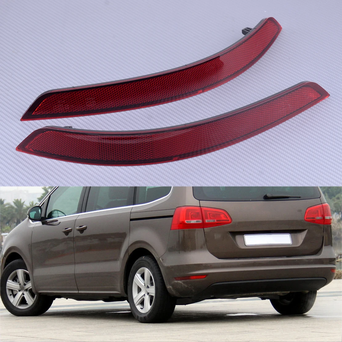 

DWCX 2PCS 7N0945106B Plastic Car Rear Bumper Lower Reflector 7N0945105B Fit for VW Sharan 2011 2012 2013 2014 2015 2016
