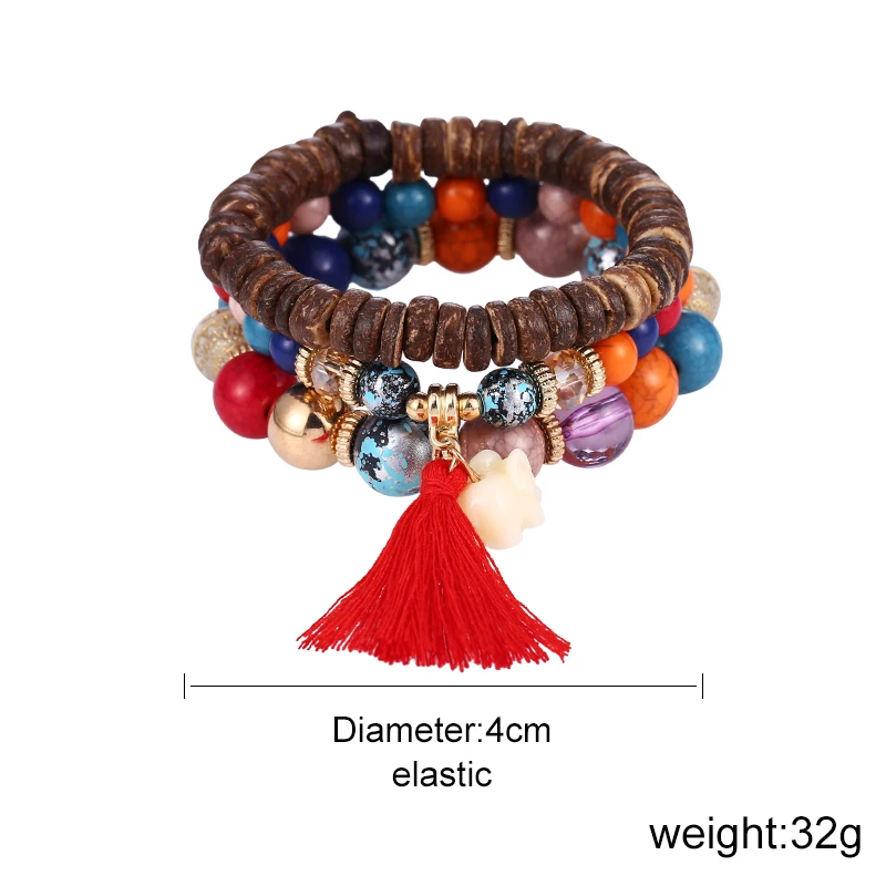 Женский многослойный браслет с бусинами из натурального камня | Украшения и