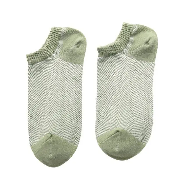Womens Girls Green Stripe Socks Low socks Three pairs