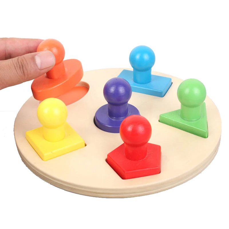 

Монтессори дети деревянные красочные ногти ручной захват геометрическая форма доска игрушки для детей цвета формы s тренировочные подарки ...