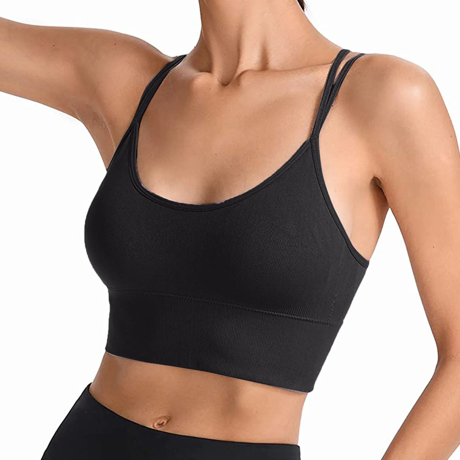 

Women's Solid Color Rimless Sports Bra Cross Sports Vest Yoga Underwear Top 3PCS Breathable Elastic Gym Underwear Indoor femme