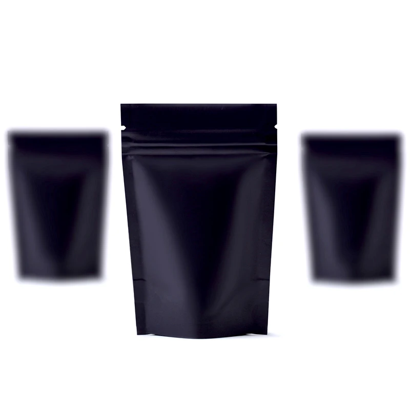 

HARDIRON 100PCS Frosted Black Aluminum Foil Bag Standing Sealed Zipper Bag Color Food Tea Plastic Packaging Bag Black Opaque