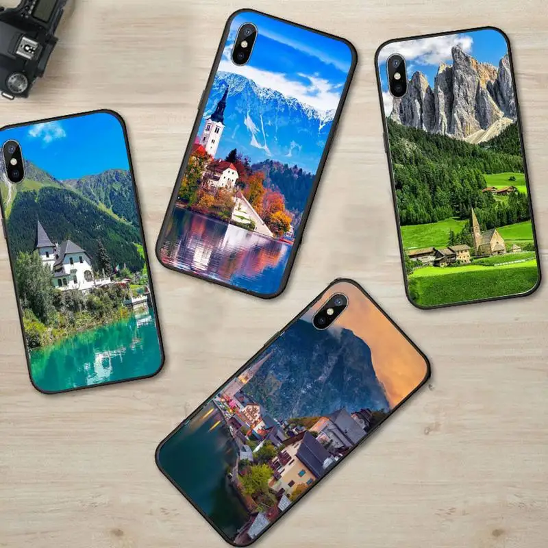 Красивый пейзаж гор сказочный город чехол для телефона iPhone 11 12 mini pro XS MAX 8 7 6 6S Plus X 5S