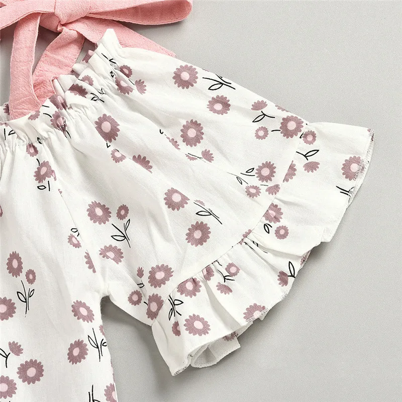 

Girls clothes Toddler Kids Baby Girls Short Sleeve Suspender Floral Tops Shorts Outfits Set roupa infantil #4D16