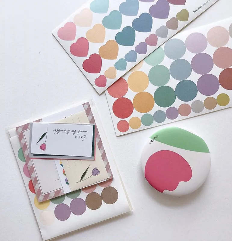 30 шт./лот милые наклейки в Корейском стиле виде сердца горошек DIY скрапбукинга