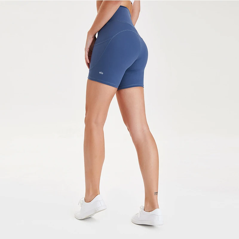 Летние женские шорты Alo для йоги 5 цветов с высокой талией велосипедные