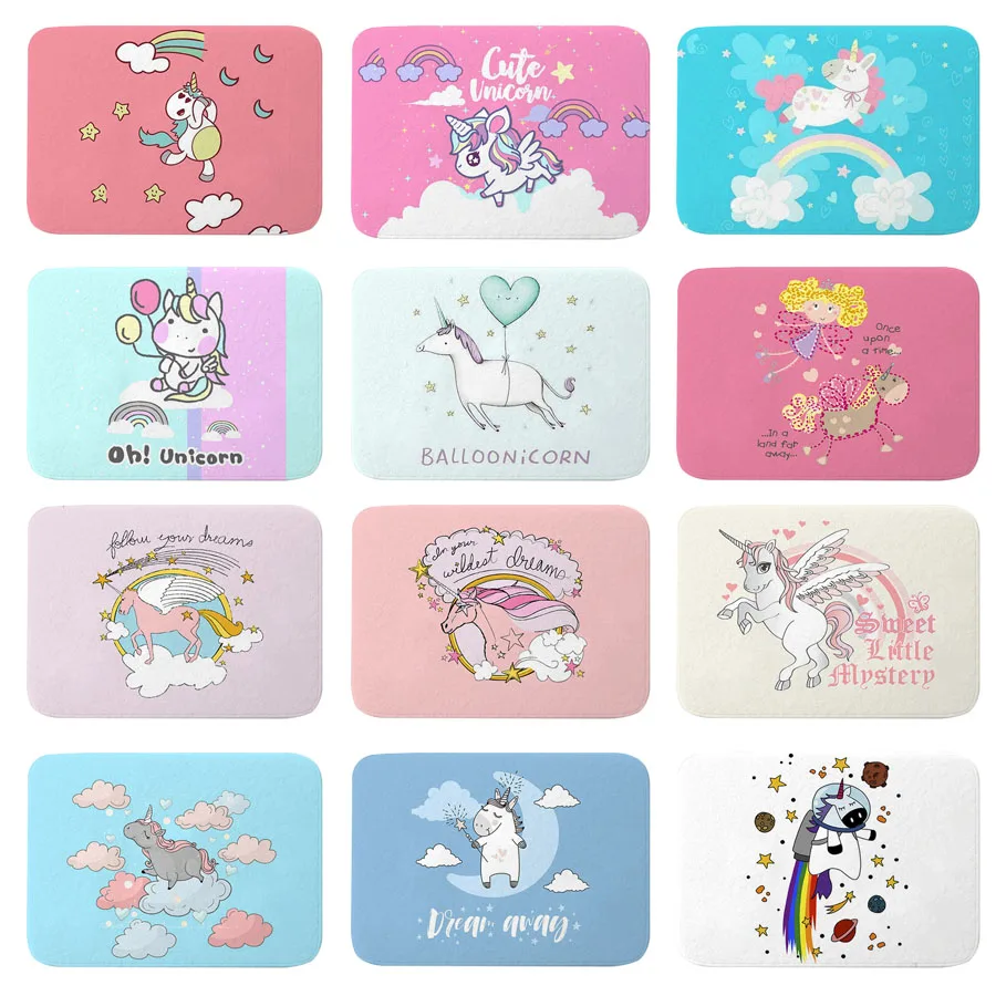 Мультяшные розовые милые радужные единороги приветственные Коврики для пола