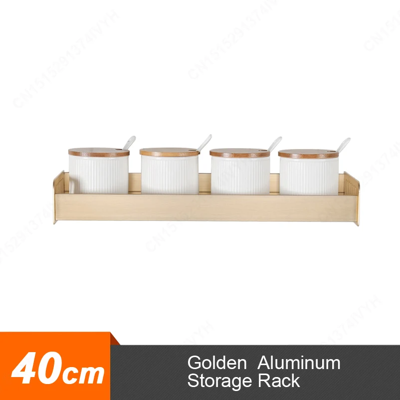 G-40cm Rack Многофункциональный кухонный держатель настенная кухонная стойка для Хранения Алюминиевая приправа банка Кастер Полка золотой черный кухонные аксессуары - Цвет: G-40cm Rack