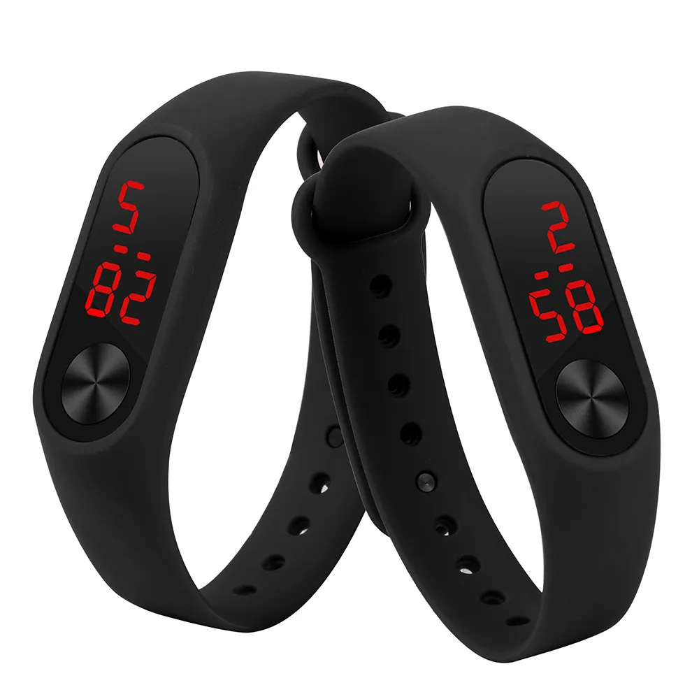 Простые спортивные электронные часы унисекс сплошной цвет силиконовый ремешок