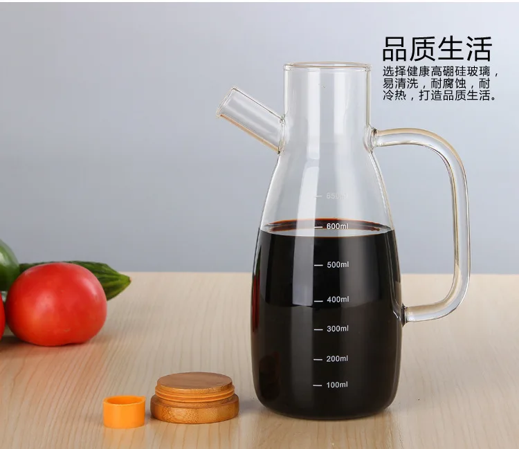 

Glass oil pot with graduated oil bottle large leak-proof high bottle vinegar bottle borosilicate glass soy sauce mixing