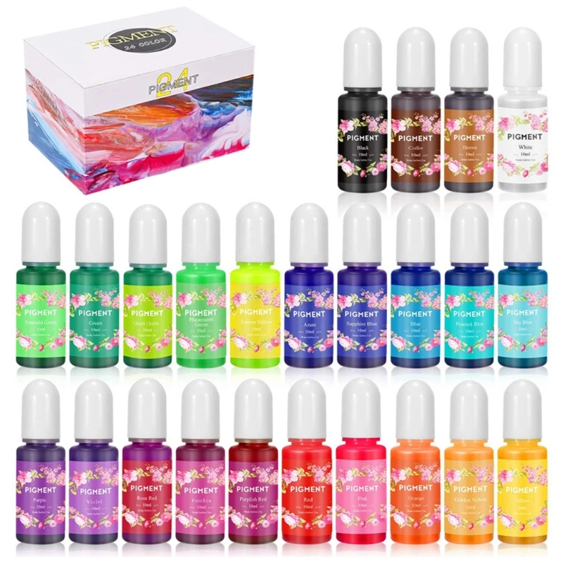 

L5YD 24 Colors Crystal Epoxy Pigment UV Resin Dye DIY Jewelry Colorant Art Crafts Coloring Drying Color Mixing Liquid Making