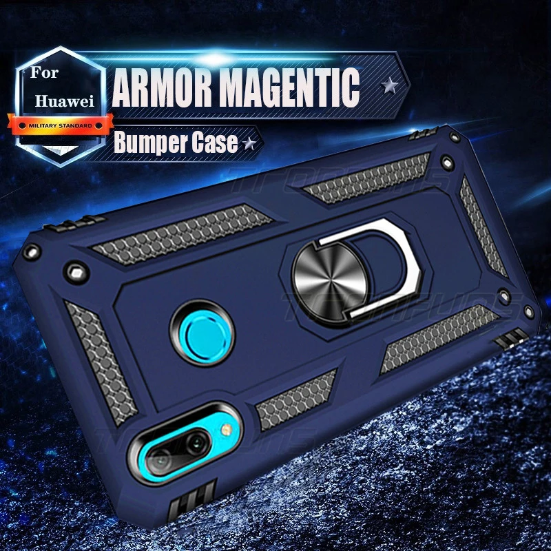 Противоударный защитный чехол с металлическим кольцом для Huawei P30 P20 PSmart Z Mate 30 Y9 Y7 Y6