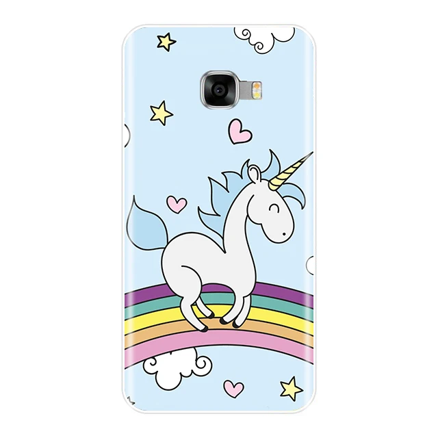 Задняя крышка для Samsung Galaxy C5 C7 C8 силиконовый мягкий милый Радужный Единорог чехол